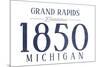 Grand Rapids, Michigan - Established Date (Blue)-Lantern Press-Mounted Art Print