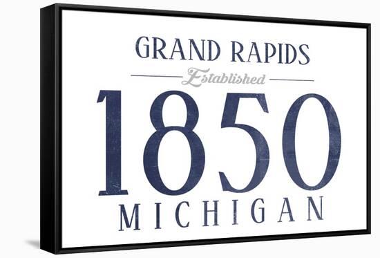 Grand Rapids, Michigan - Established Date (Blue)-Lantern Press-Framed Stretched Canvas