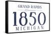 Grand Rapids, Michigan - Established Date (Blue)-Lantern Press-Framed Stretched Canvas