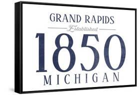 Grand Rapids, Michigan - Established Date (Blue)-Lantern Press-Framed Stretched Canvas