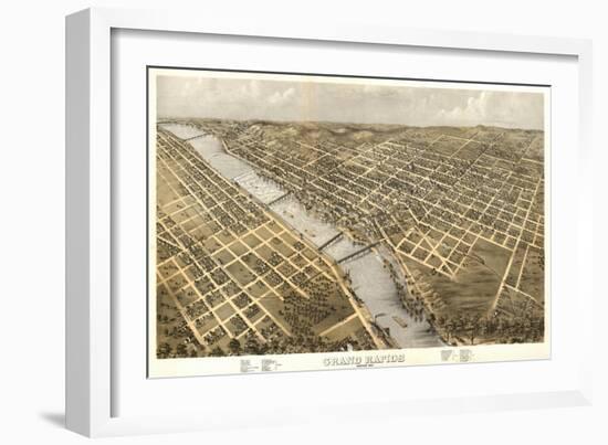 Grand Rapids, Michigan - Panoramic Map-Lantern Press-Framed Art Print