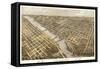 Grand Rapids, Michigan - Panoramic Map-Lantern Press-Framed Stretched Canvas