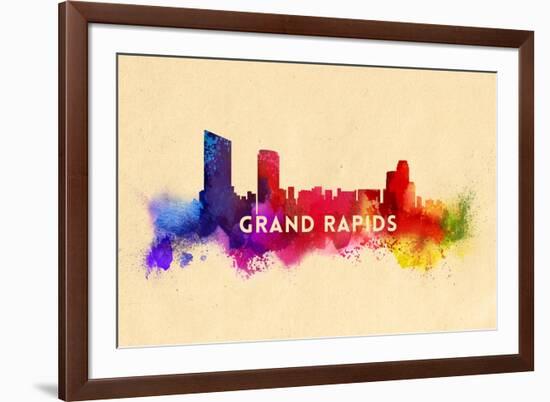 Grand Rapids, Michigan - Skyline Abstract-Lantern Press-Framed Premium Giclee Print