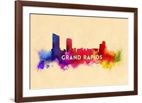 Grand Rapids, Michigan - Skyline Abstract-Lantern Press-Framed Premium Giclee Print