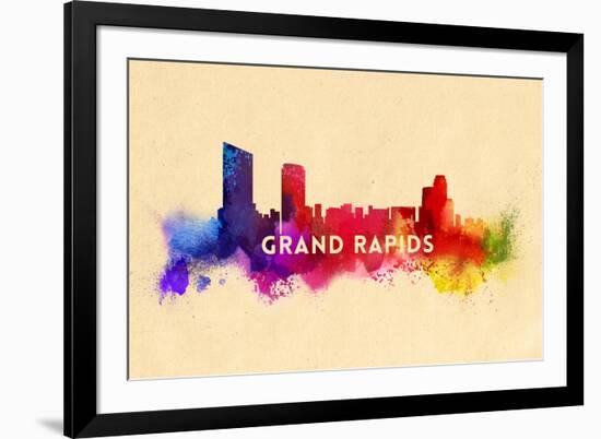 Grand Rapids, Michigan - Skyline Abstract-Lantern Press-Framed Premium Giclee Print