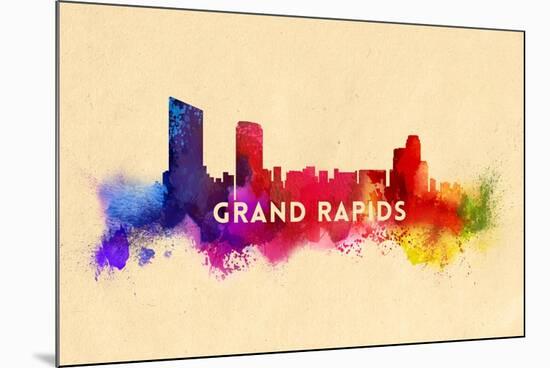 Grand Rapids, Michigan - Skyline Abstract-Lantern Press-Mounted Premium Giclee Print