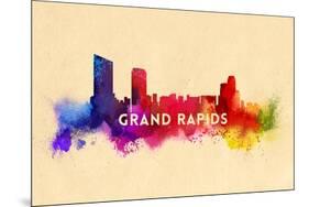 Grand Rapids, Michigan - Skyline Abstract-Lantern Press-Mounted Premium Giclee Print