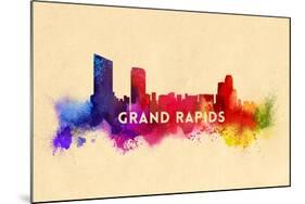 Grand Rapids, Michigan - Skyline Abstract-Lantern Press-Mounted Art Print