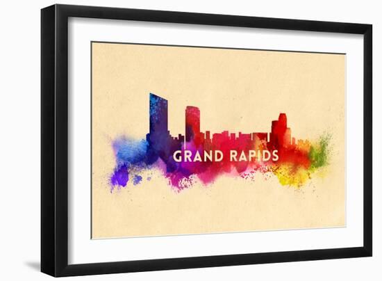 Grand Rapids, Michigan - Skyline Abstract-Lantern Press-Framed Art Print