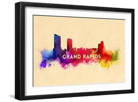 Grand Rapids, Michigan - Skyline Abstract-Lantern Press-Framed Art Print