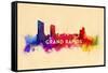 Grand Rapids, Michigan - Skyline Abstract-Lantern Press-Framed Stretched Canvas