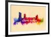 Grand Rapids, Michigan - Skyline Abstract-Lantern Press-Framed Art Print