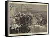 Grand Review before the Prince of Wales at Delhi, Charge of Native Cavalry-Samuel Edmund Waller-Framed Stretched Canvas