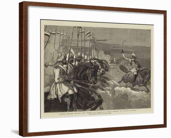 Grand Review before the Prince of Wales at Delhi, Charge of Native Cavalry-Samuel Edmund Waller-Framed Giclee Print