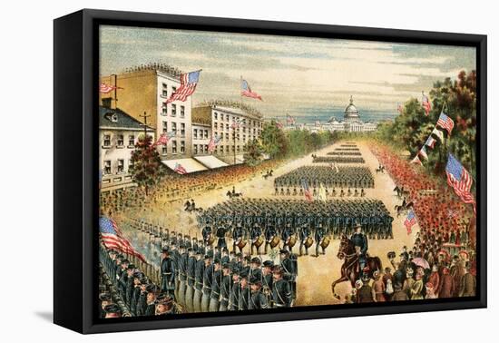 Grand Review of Armies at End of Civil War, Pennsylvania Avenue, Washington D.C., c.1865-null-Framed Stretched Canvas