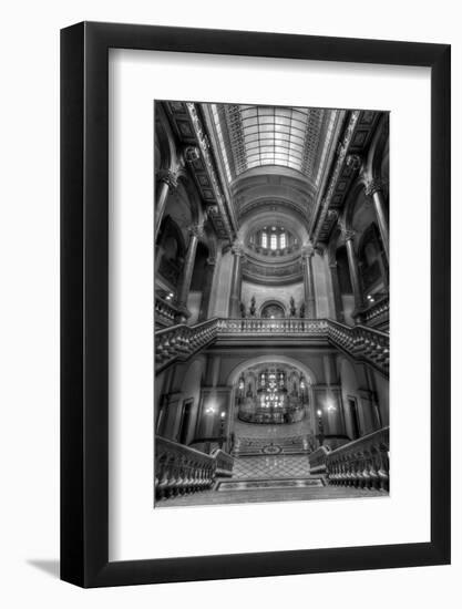 Grand Staircase Illinois State Capitol BW-Steve Gadomski-Framed Photographic Print