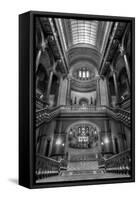 Grand Staircase Illinois State Capitol BW-Steve Gadomski-Framed Stretched Canvas