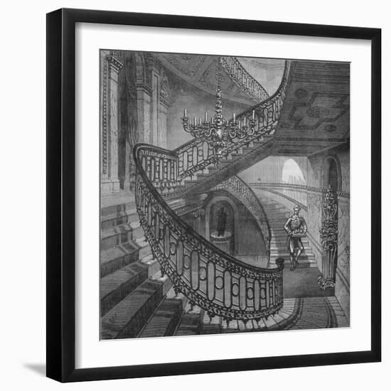 Grand staircase in Carlton House, Westminster, London, c1820 (1878)-Unknown-Framed Giclee Print