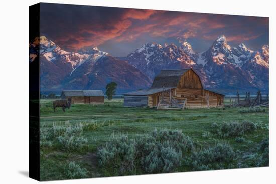 Grand Teton Mormon Barn at Sunrise-Galloimages Online-Stretched Canvas