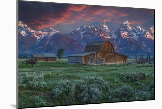 Grand Teton Mormon Barn at Sunrise-Galloimages Online-Mounted Photographic Print