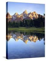 Grand Teton Mountains Reflecting in the Snake River at Sunrise, Grand Teton National Park, Wyoming-Christopher Talbot Frank-Stretched Canvas