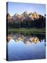 Grand Teton Mountains Reflecting in the Snake River at Sunrise, Grand Teton National Park, Wyoming-Christopher Talbot Frank-Stretched Canvas