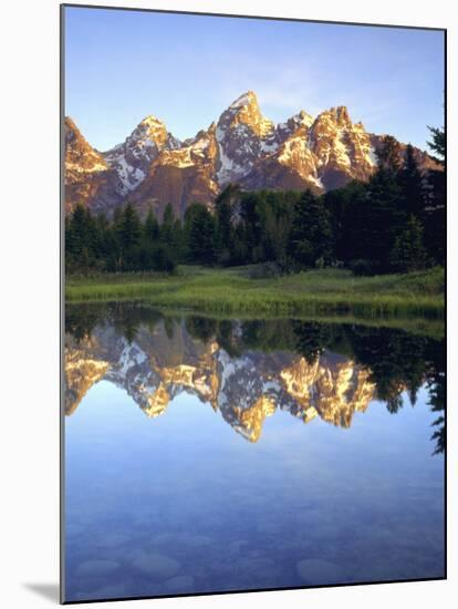 Grand Teton Mountains Reflecting in the Snake River at Sunrise, Grand Teton National Park, Wyoming-Christopher Talbot Frank-Mounted Photographic Print