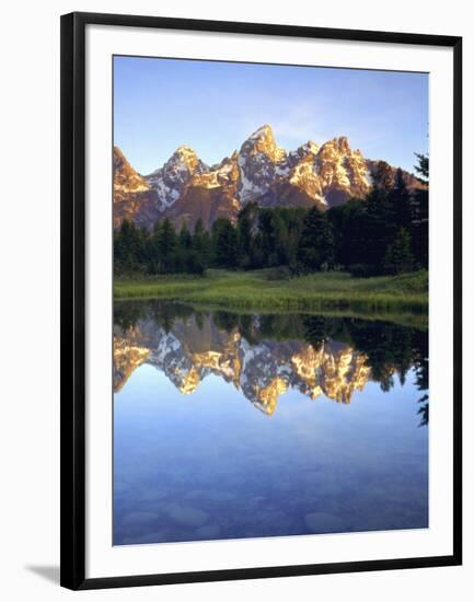 Grand Teton Mountains Reflecting in the Snake River at Sunrise, Grand Teton National Park, Wyoming-Christopher Talbot Frank-Framed Photographic Print