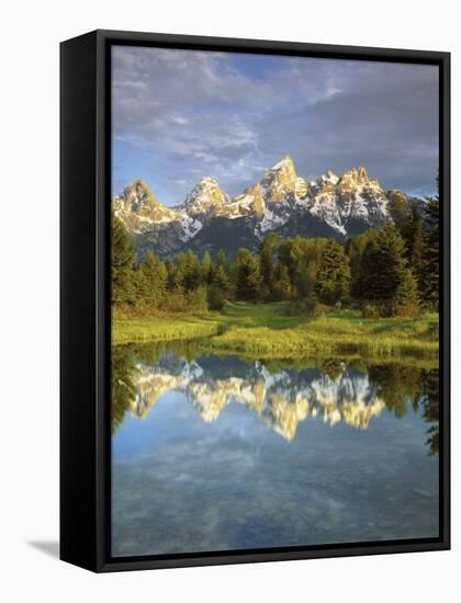 Grand Teton Mountains Reflecting in the Snake River, Grand Teton National Park, Wyoming, USA-Christopher Talbot Frank-Framed Stretched Canvas