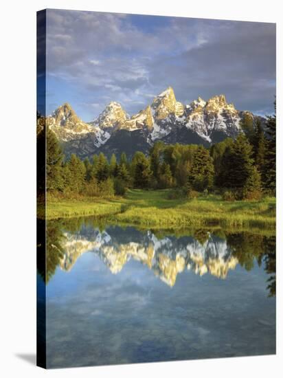 Grand Teton Mountains Reflecting in the Snake River, Grand Teton National Park, Wyoming, USA-Christopher Talbot Frank-Stretched Canvas