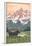 Grand Teton National Park - Moose and Mountains-null-Framed Poster