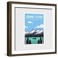 Grand Teton National Park Park Poster Vector Illustration Design-DOMSTOCK-Framed Photographic Print