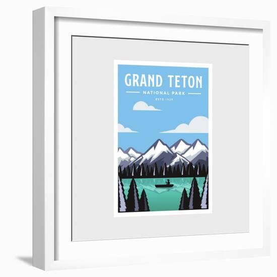 Grand Teton National Park Park Poster Vector Illustration Design-DOMSTOCK-Framed Photographic Print