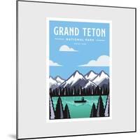 Grand Teton National Park Park Poster Vector Illustration Design-DOMSTOCK-Mounted Photographic Print