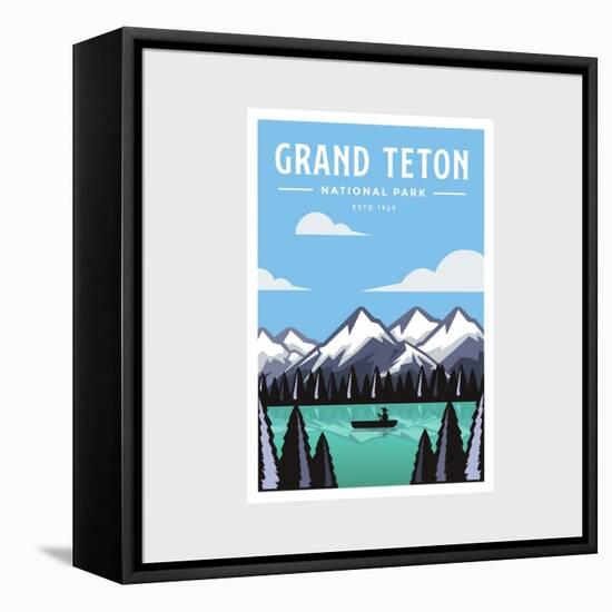 Grand Teton National Park Park Poster Vector Illustration Design-DOMSTOCK-Framed Stretched Canvas