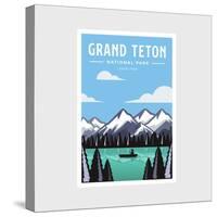 Grand Teton National Park Park Poster Vector Illustration Design-DOMSTOCK-Stretched Canvas