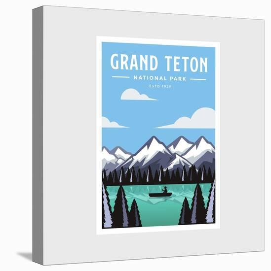 Grand Teton National Park Park Poster Vector Illustration Design-DOMSTOCK-Stretched Canvas