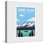 Grand Teton National Park Park Poster Vector Illustration Design-DOMSTOCK-Stretched Canvas