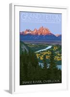 Grand Teton National Park - Snake River Overlook-Lantern Press-Framed Art Print