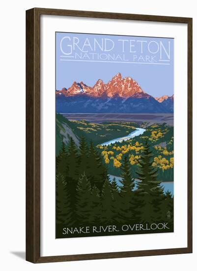 Grand Teton National Park - Snake River Overlook-Lantern Press-Framed Art Print