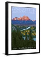 Grand Teton National Park - Snake River Overlook-Lantern Press-Framed Art Print