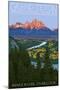 Grand Teton National Park - Snake River Overlook-Lantern Press-Mounted Art Print