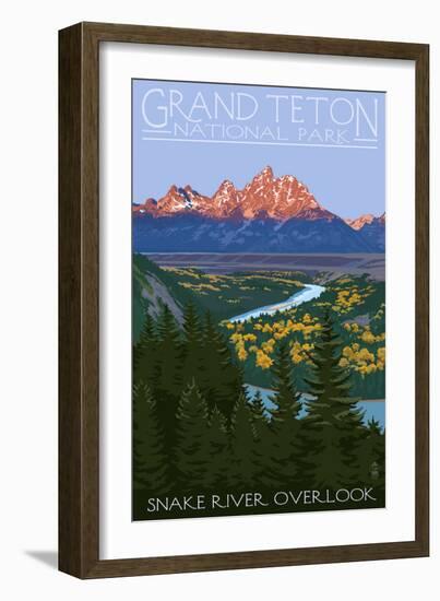 Grand Teton National Park - Snake River Overlook-Lantern Press-Framed Premium Giclee Print