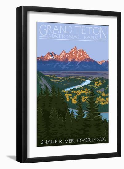 Grand Teton National Park - Snake River Overlook-Lantern Press-Framed Premium Giclee Print