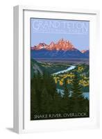 Grand Teton National Park - Snake River Overlook-Lantern Press-Framed Premium Giclee Print