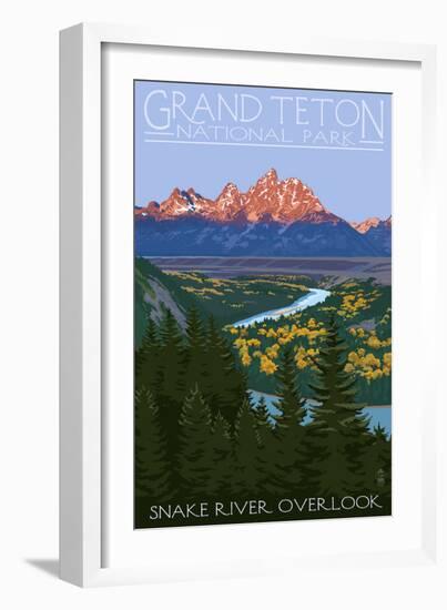 Grand Teton National Park - Snake River Overlook-Lantern Press-Framed Premium Giclee Print