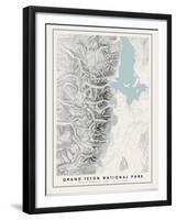 Grand Teton National Park Topographical Print-null-Framed Art Print