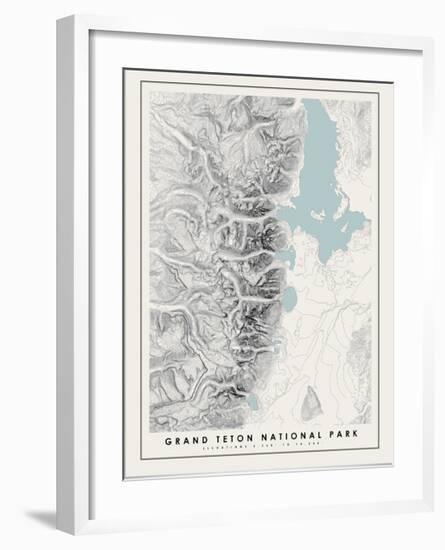 Grand Teton National Park Topographical Print-null-Framed Art Print