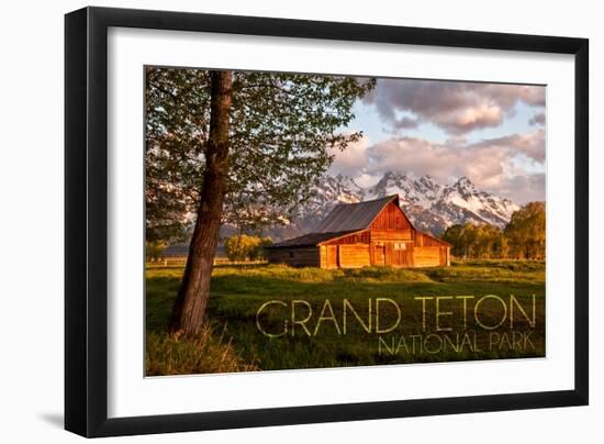 Grand Teton National Park, Wyoming - Barn and Tree-Lantern Press-Framed Art Print