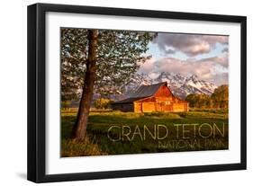 Grand Teton National Park, Wyoming - Barn and Tree-Lantern Press-Framed Art Print